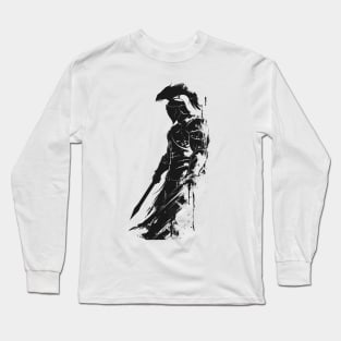 B/W Medieval Spartan Warrior Long Sleeve T-Shirt